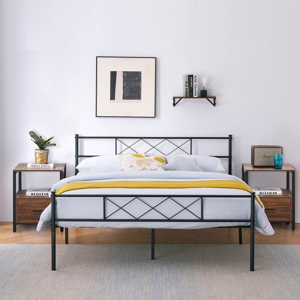 Taomika 3-Pieces Queen size Bed Frame and Modern Nightstand Set - - 34967468