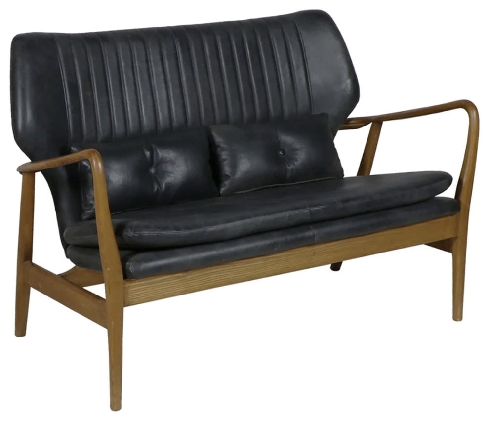 Matthew Izzo Home Helsinki Leather Loveseat   Midcentury   Loveseats   by Matthew Izzo  Houzz