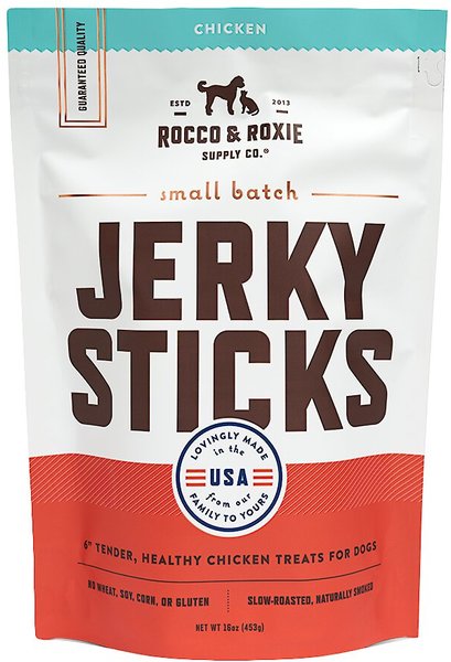 Rocco and Roxie Supply Co. Gourmet Chicken Jerky Dog Sticks， 16-oz bag