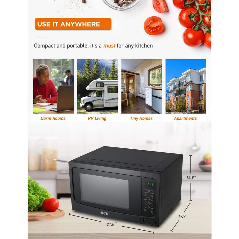 Commercial CHEF 218 in Width 16 cu ft Black 1100Watt Countertop Microwave Oven