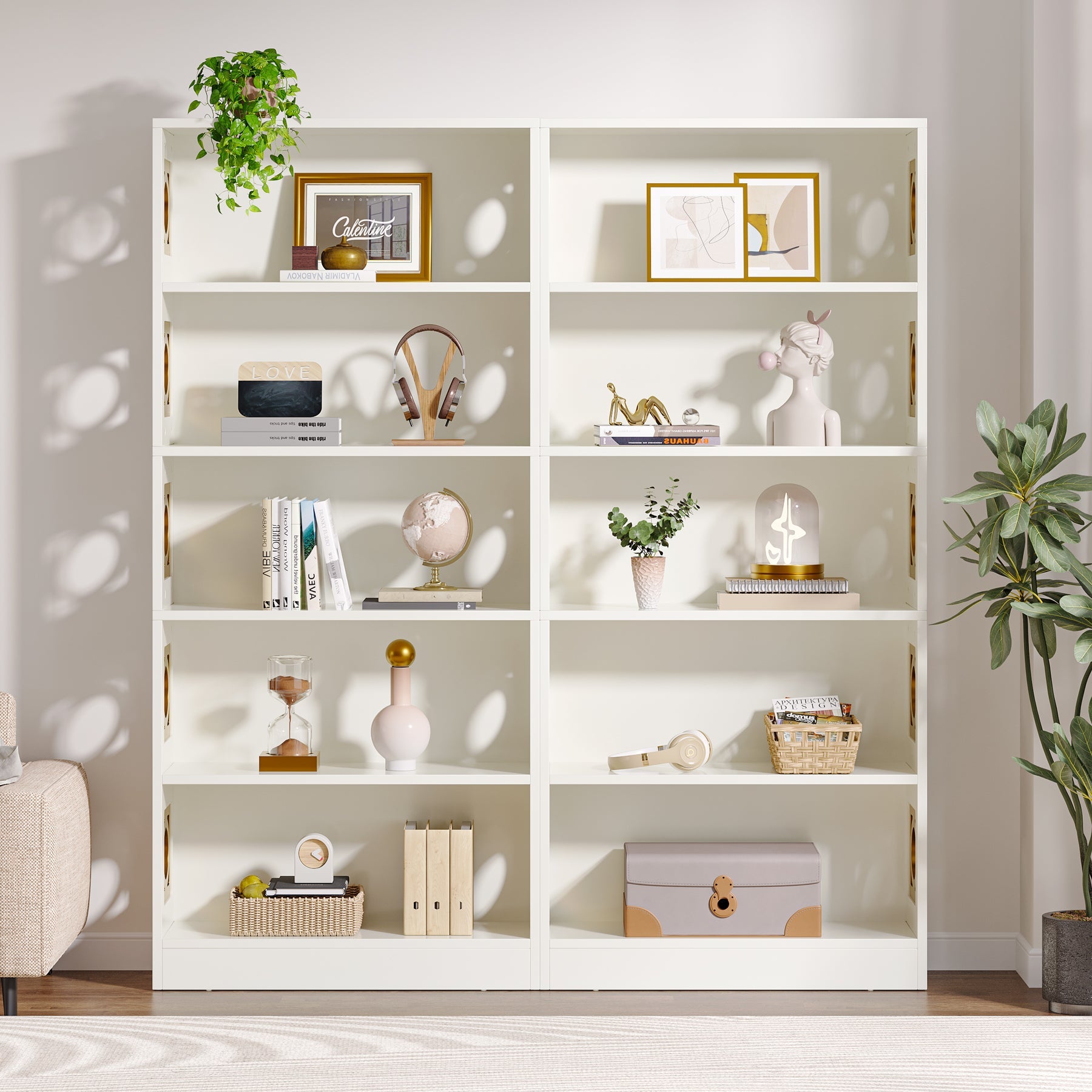 71 Bookshelf, 5-Tier Freestanding Bookcase Display Storage Shelf