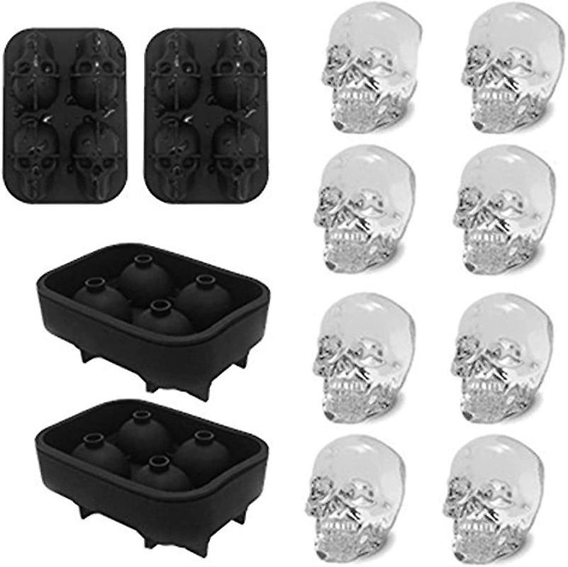 Small Whiskey Ice Ball Mold Skull， 2-set Sphere Ice Cube Molds，small Ice Cube Sphere， Small Sphere Ice Cubes， Food-grade Easy Release Reusable Silicon