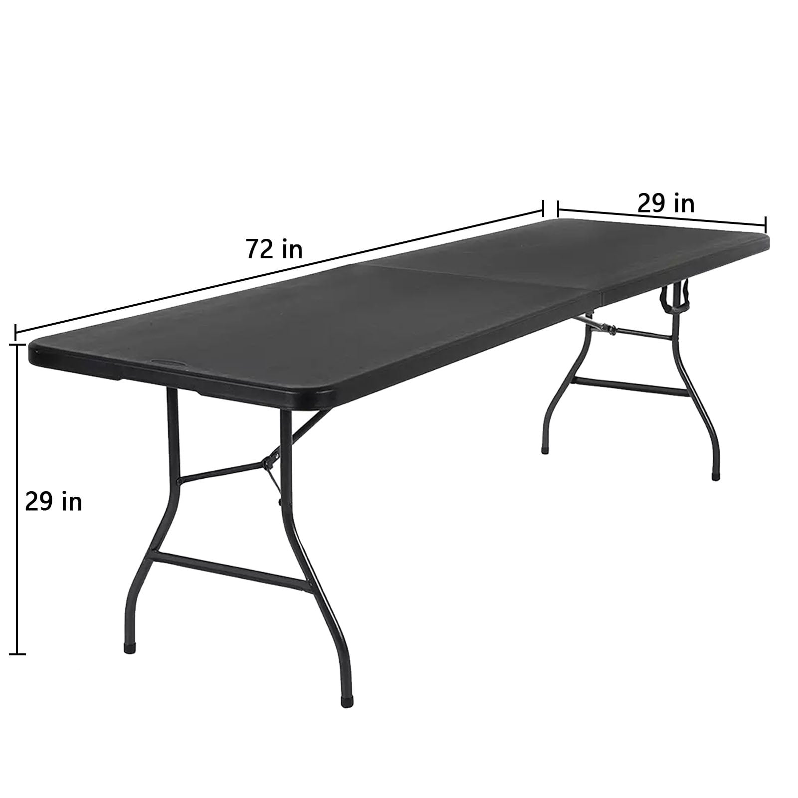 SUGIFT 6 ft Rectangular Black Plastic Folding Table