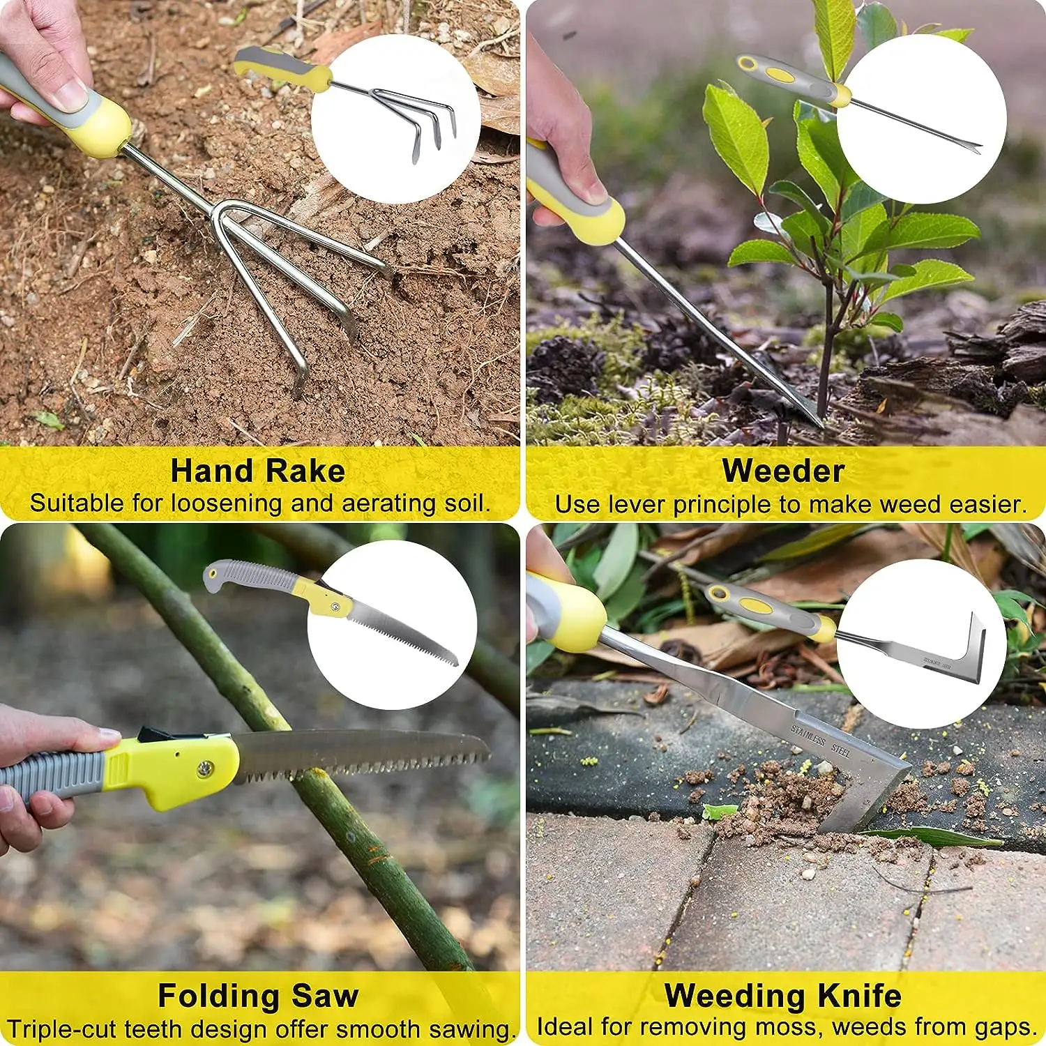 Custom Amazon 10 Piece Stainless Steel Heavy Duty Gardening Hand Tool Set for Digging Planting Pruning Ideal Gifts for Women Men