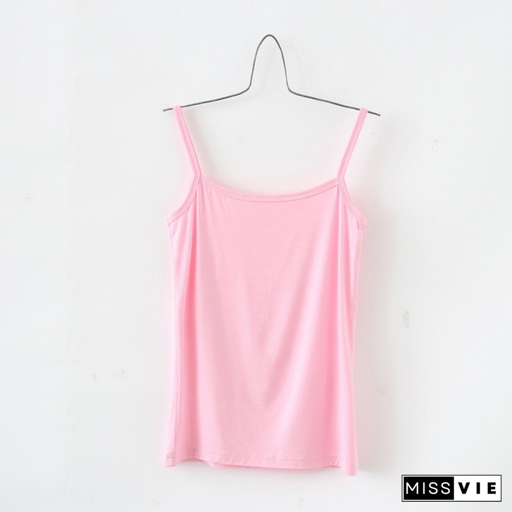 Tank Top Women Summer Casual Camisoles Women's Tops T-Shirt Spaghetti Strap Cropped Vest Female Camis Fashion Synthetic Cotton