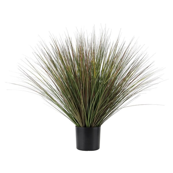 Green or Red Faux Foliage Onion Grass Artificial Plant with Black Plastic Pot