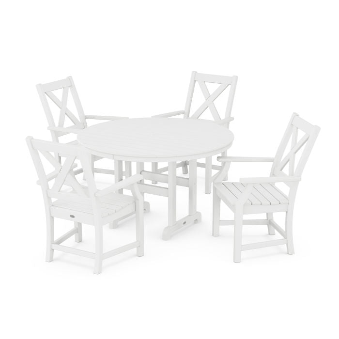 Polywood Braxton 5-Piece Round Farmhouse Dining Set PWS1354-1