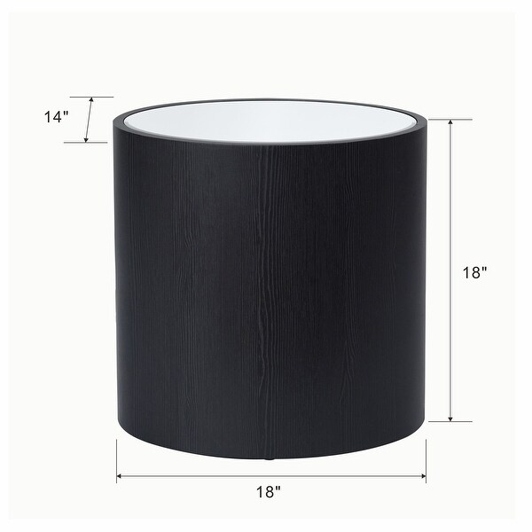 Dann Foley Lifestyle - Oval Side Table - Black Veneer， Inset Mirrored Table Top