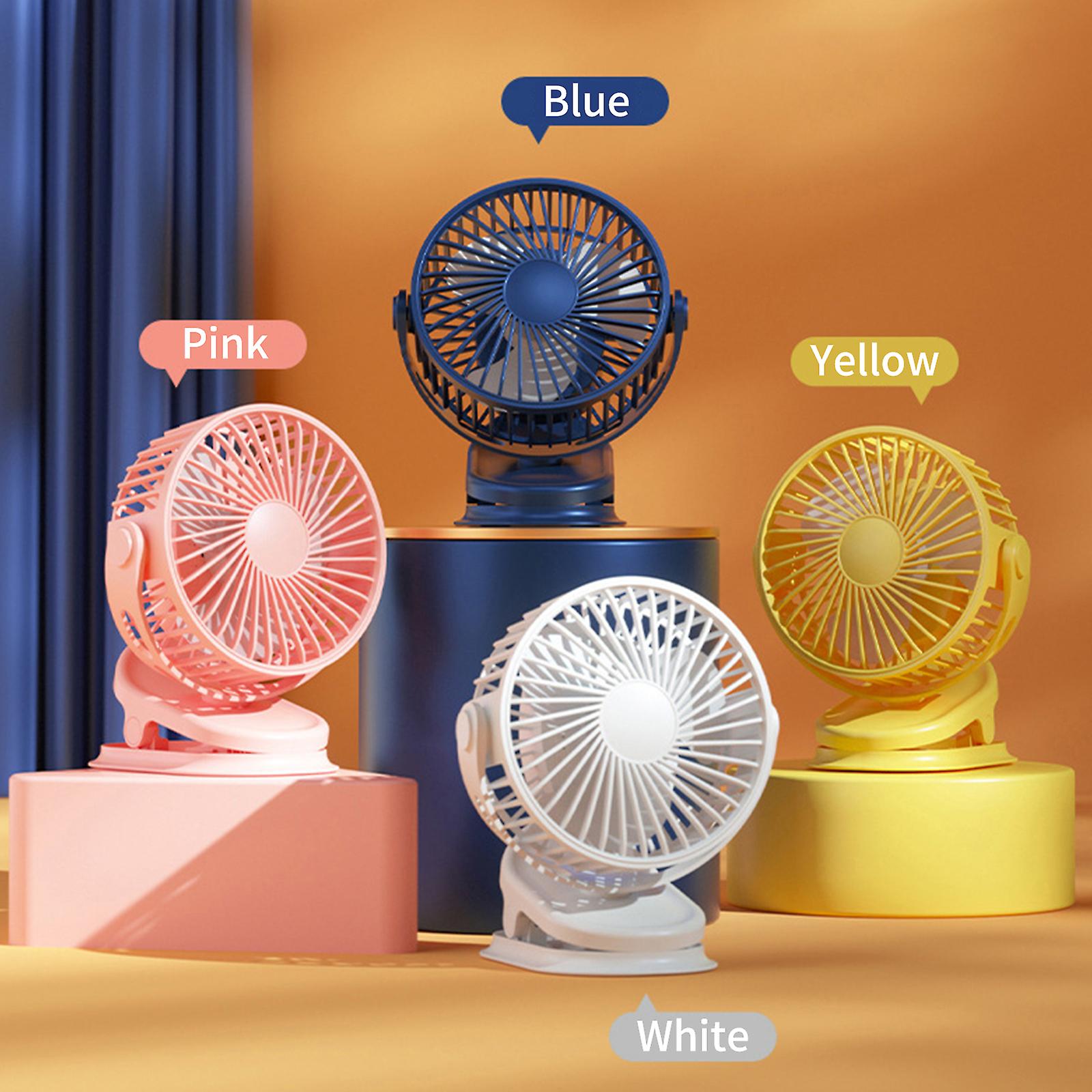 Yellow 3 In 1 Clip On Fan Hanging Fan Desk Fan 360adjustable 4000mah Rechargeable Battery Personal Fan 3 Speeds Multifunction Portable Cooling Fan For