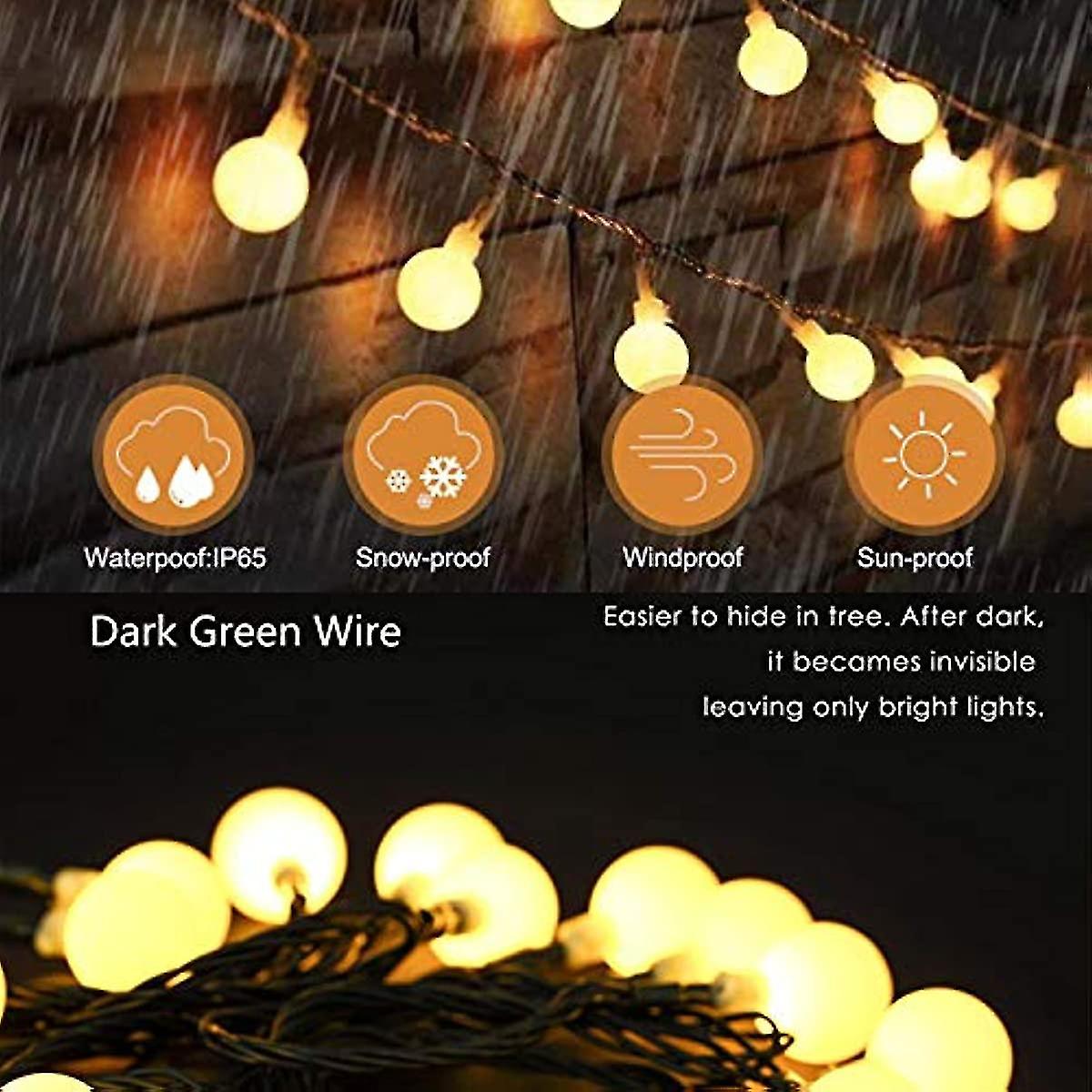 Solar String Lights Outdoor 60 Led  8m27ft Solar Fairy Lights  8 Modes Waterproof Solar Powered Globe Lights  Garden Lighting For Home  Yard  Party  F