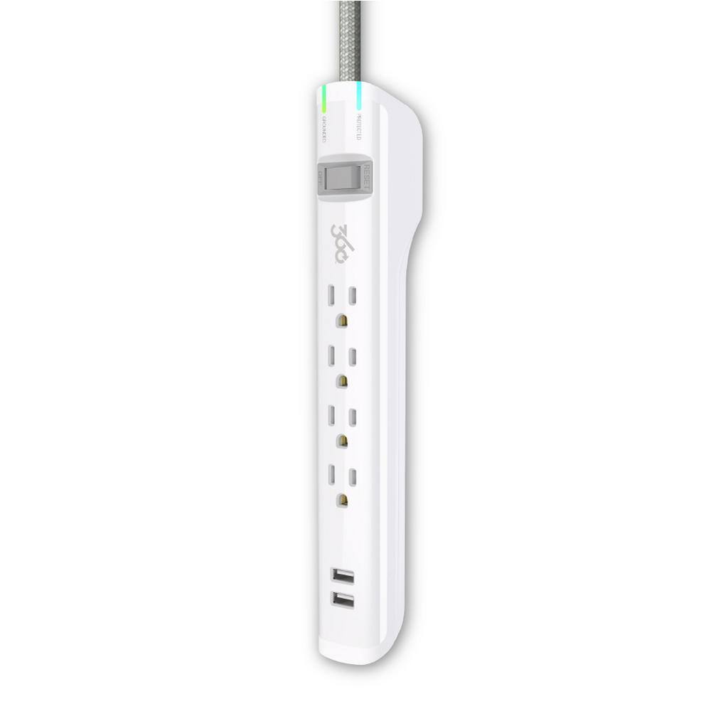 360 Electrical Habitat Suite 2.4 4 ft. 4-Outlet Surge Strip w2.4A 2-Port USB 360563-TU-6ES-C1