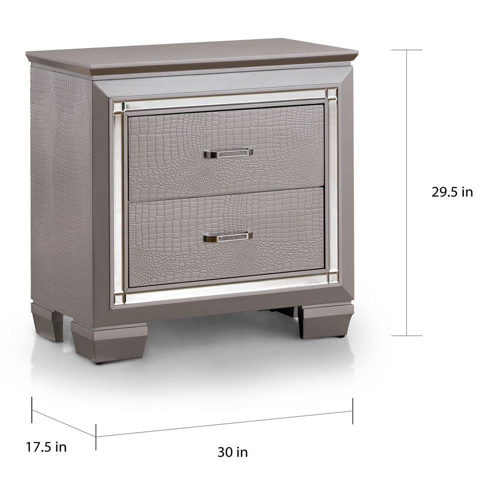 Ruff Contemporary Solid Wood 2 Drawer Nightstand by Furniture of America