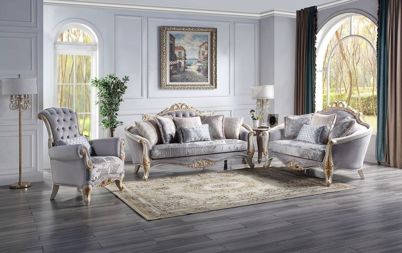 Acme Galelvith Chair With 2Pillows Gray Fabric   Victorian   Armchairs And Accent Chairs   by AMOC  Houzz