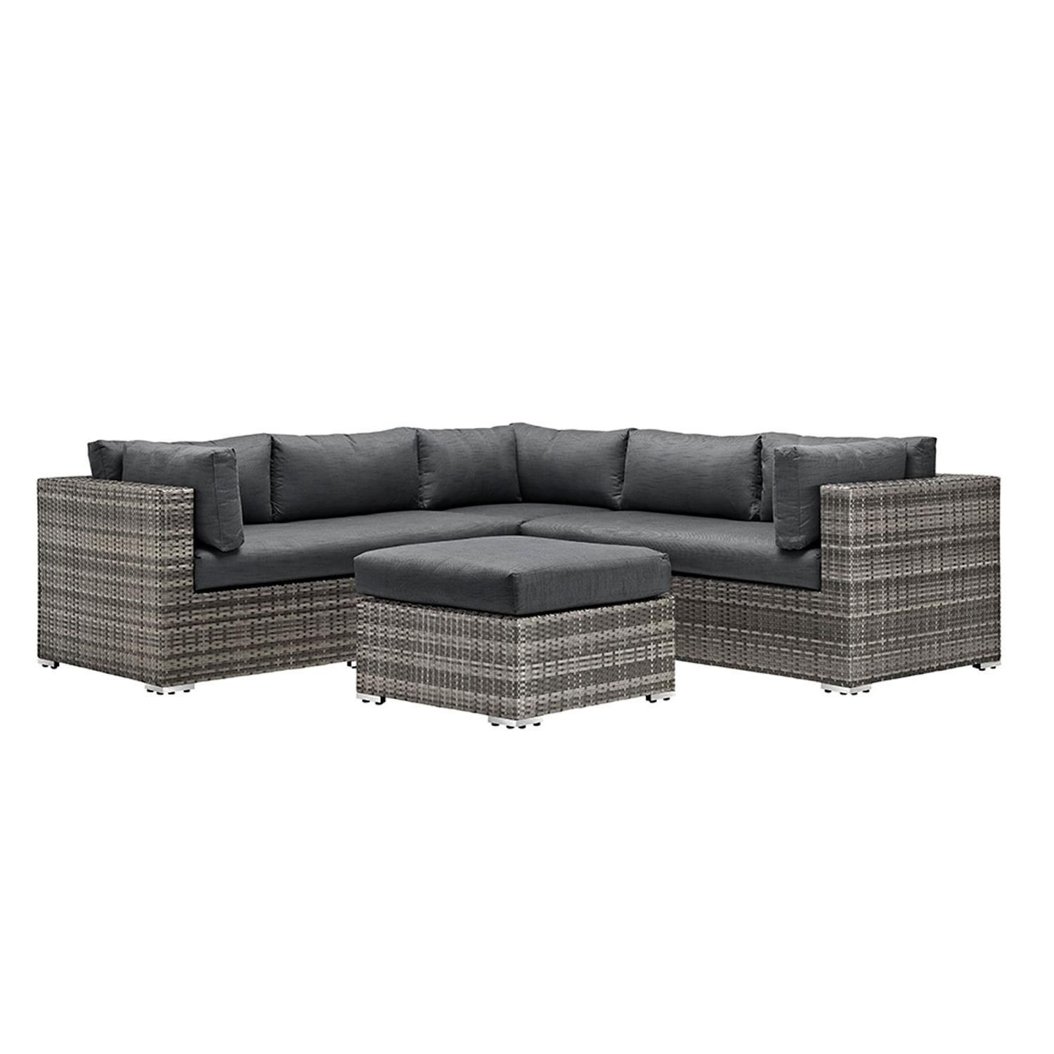 Ultimate Patio Cashmere View 4 Piece Wicker Patio Sectional Set W/ Gray Cushions