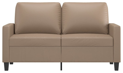 vidaXL Sofa Upholstered Love Seat Sofa for Leisure Cappuccino Faux Leather   Transitional   Loveseats   by vidaXL LLC  Houzz