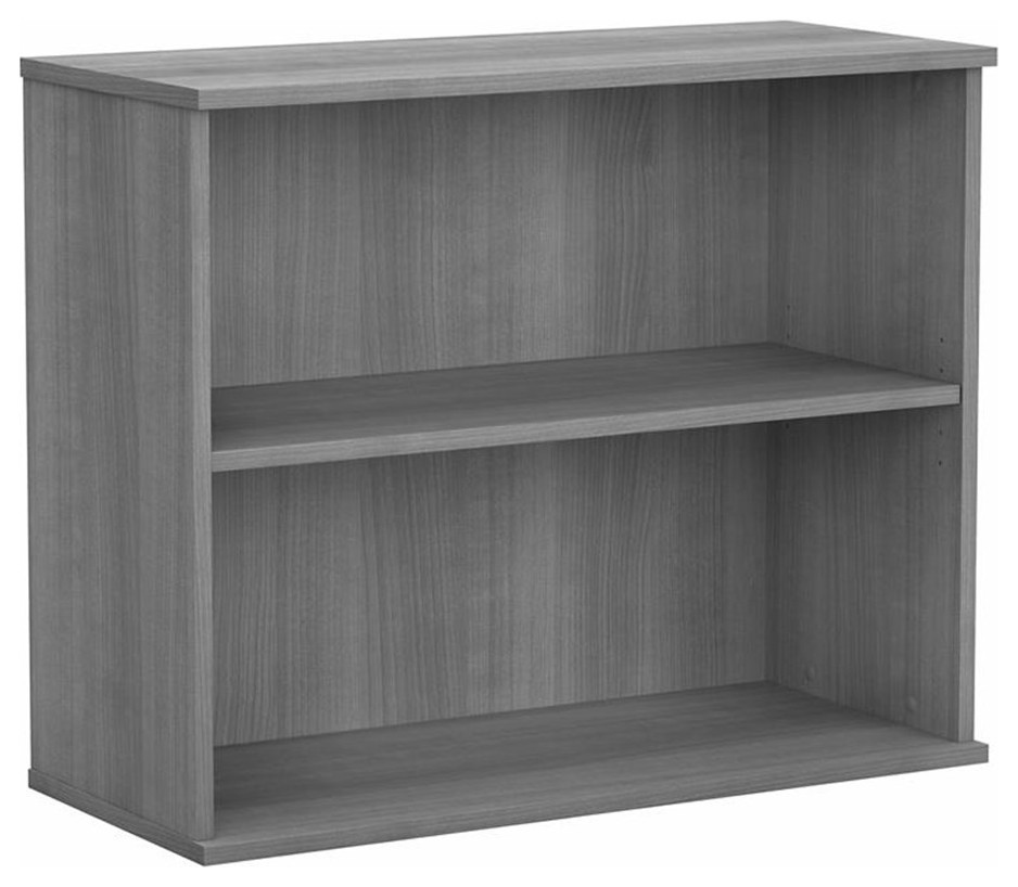 Bush Business Small 2 Shelf Bookcase in Platinum Gray   Engineered Wood   Bookcases   by Homesquare  Houzz