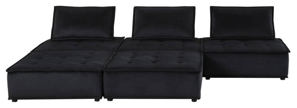 Anna Velvet 5 Piece Sectional Sofa Ottoman   Transitional   Sectional Sofas   by Lilola Home  Houzz