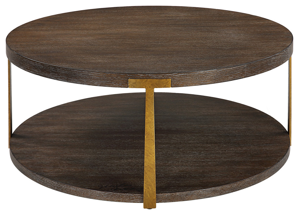 Uttermost Palisade Round Wood Coffee Table   Transitional   Coffee Tables   by Hudson Home Decor  Houzz