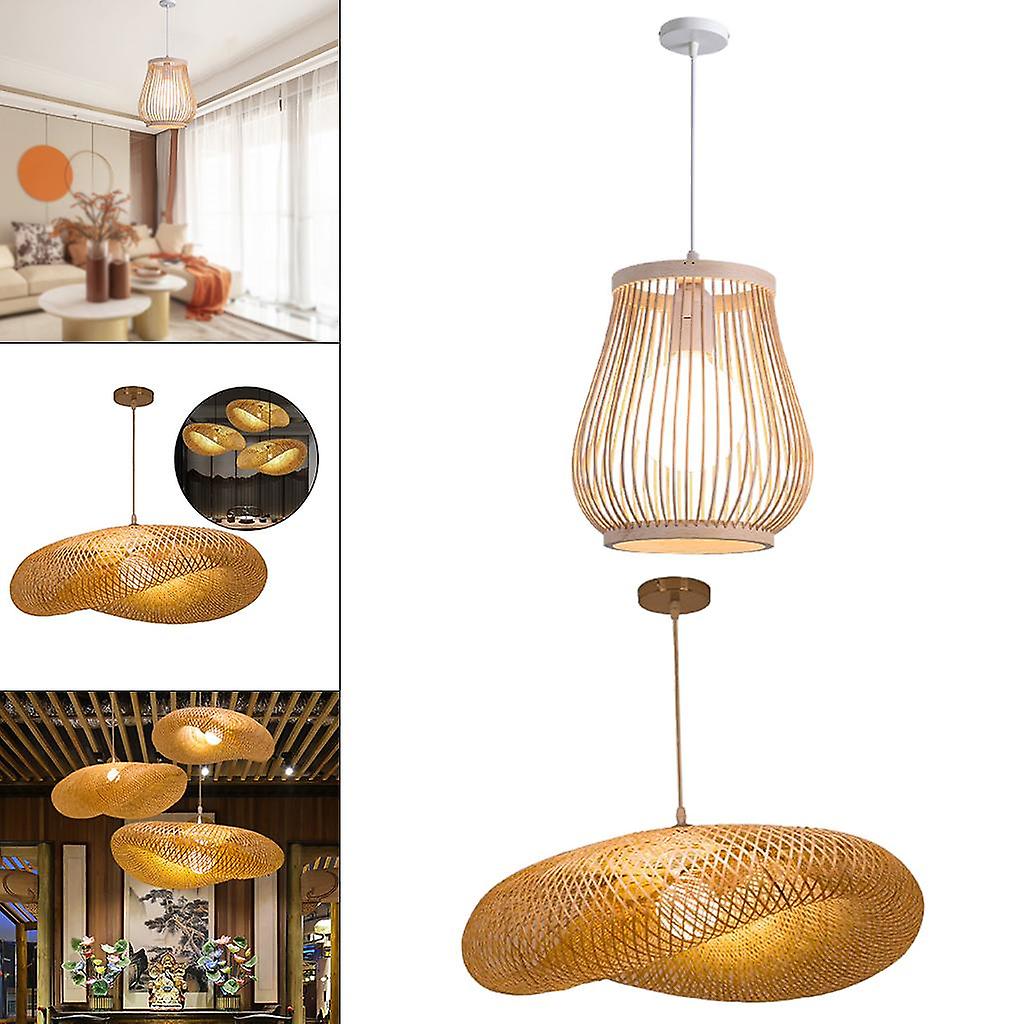 2x Bamboo Chandelier Wicker Rattan Pendant Light Hanging Ceiling Lamp