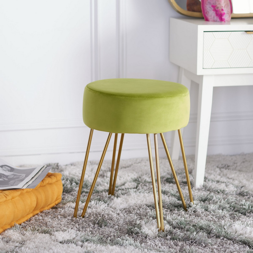 Bree Round Ottoman Pear/Gold   Midcentury   Footstools And Ottomans   by V.S.D Furniture  Houzz