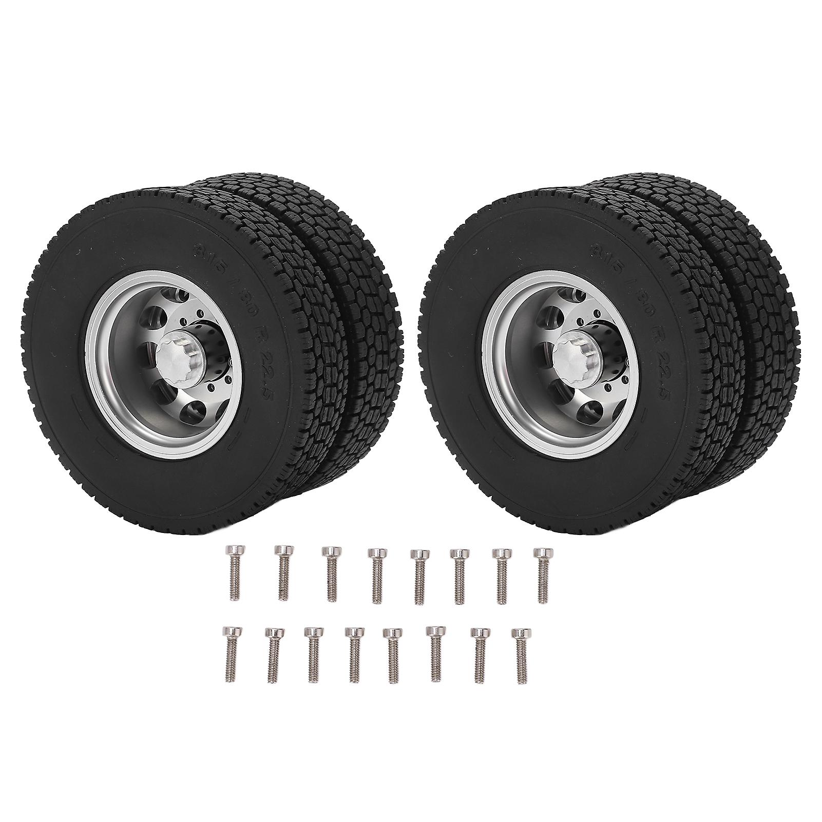 2pcs Rc Rear Tires Strong Cushioning Performance Remote Control Car Accessories For 1/14 Trailer Truck