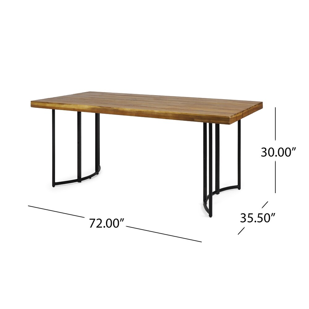 Crosby Outdoor Industrial 7 piece Acacia Wood Dining Set by Christopher Knight Home