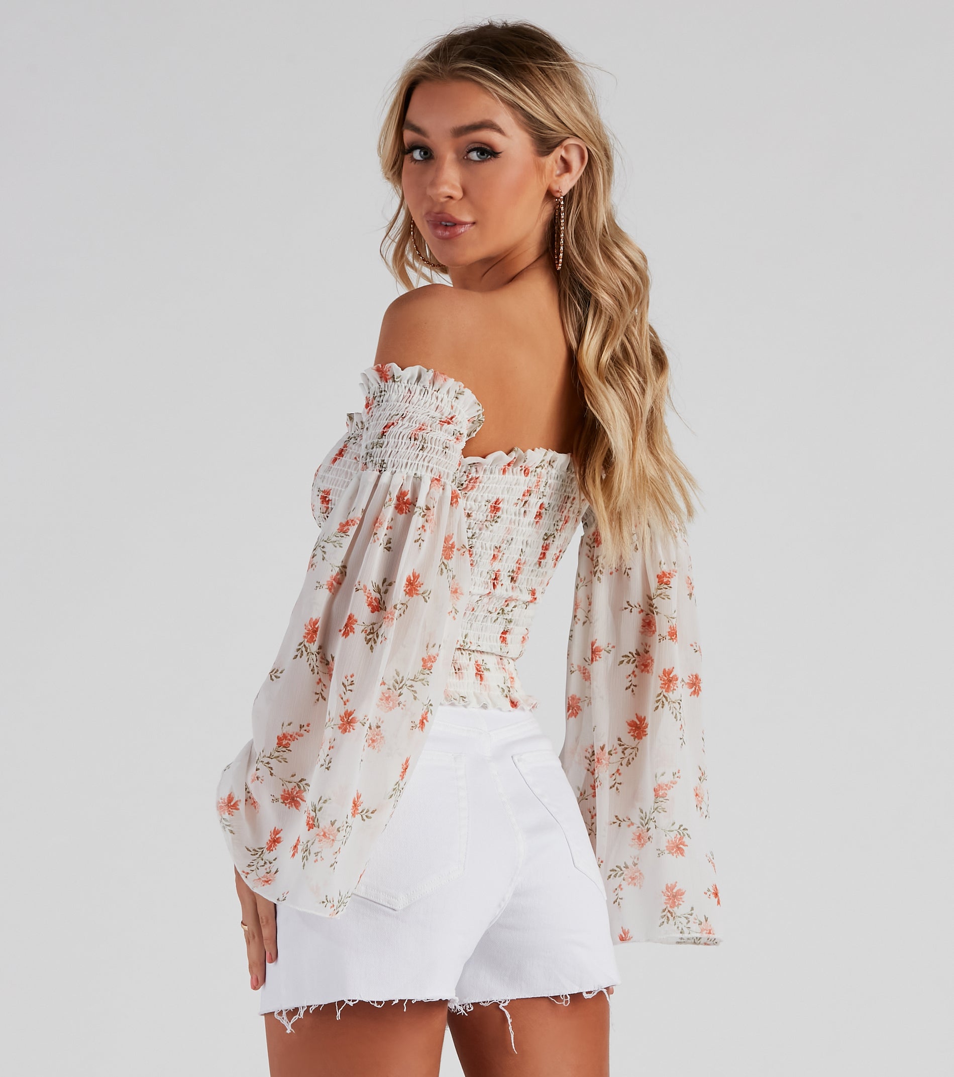 Radar On Florals Smocked Crop Top