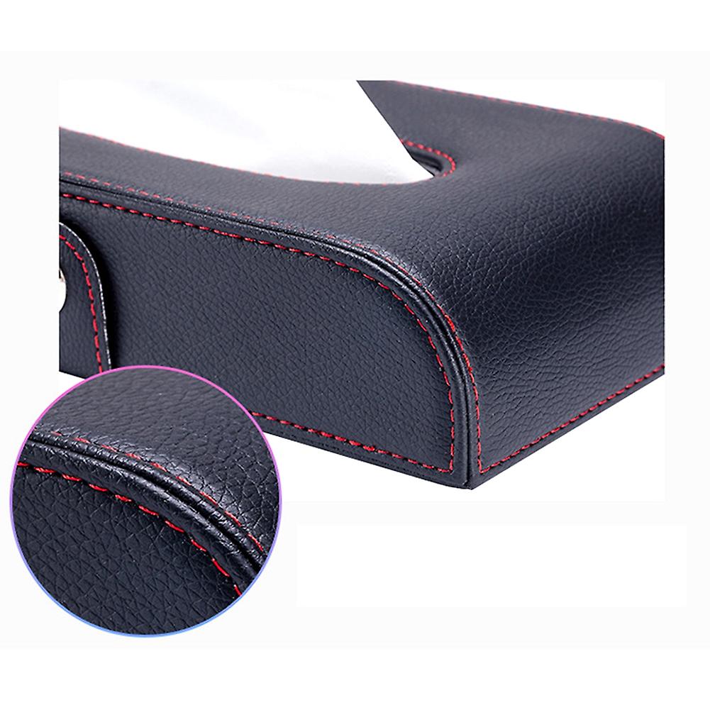 Car Armrest Box Tissue Holder Pu Leather Car Sun Visor Tissue Napkin Storage Case For Car Home Office Black