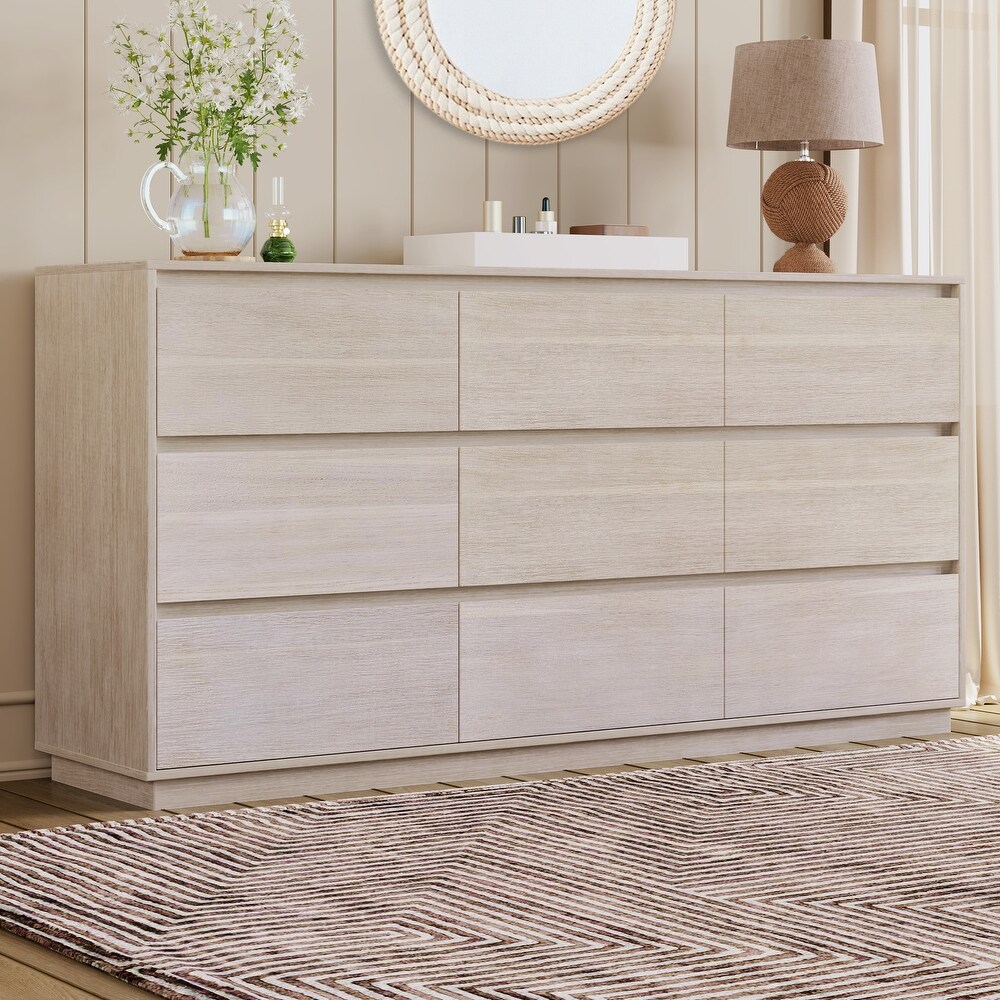 Modern Style Wood Veneer 3 Drawer Chest for Bedroom  Living Room  Stone Gray