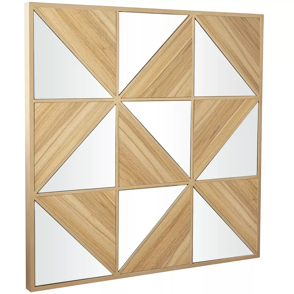 Stella and Eve Wood Triangle Mirrored Wall Decor