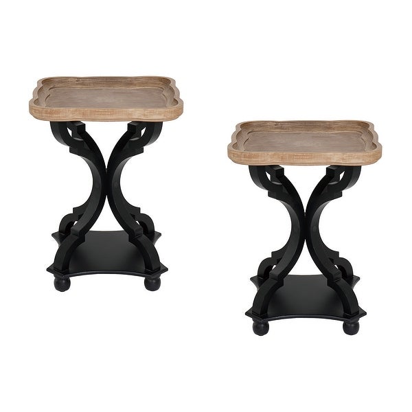 COZAYH Set of 2 Rustic Farmhouse Tray Top End Table