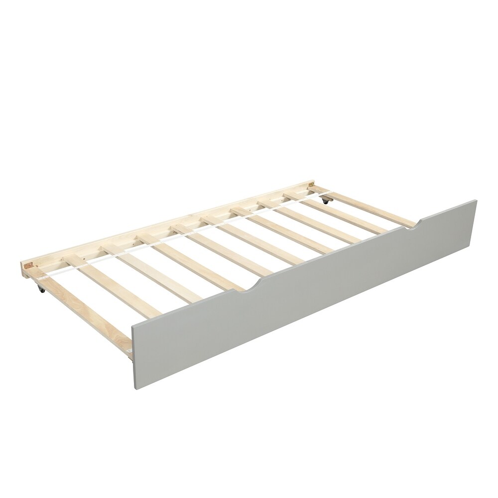 Twin Size Daybed with Trundle   Wood Frame Set   Wooden Slat Support