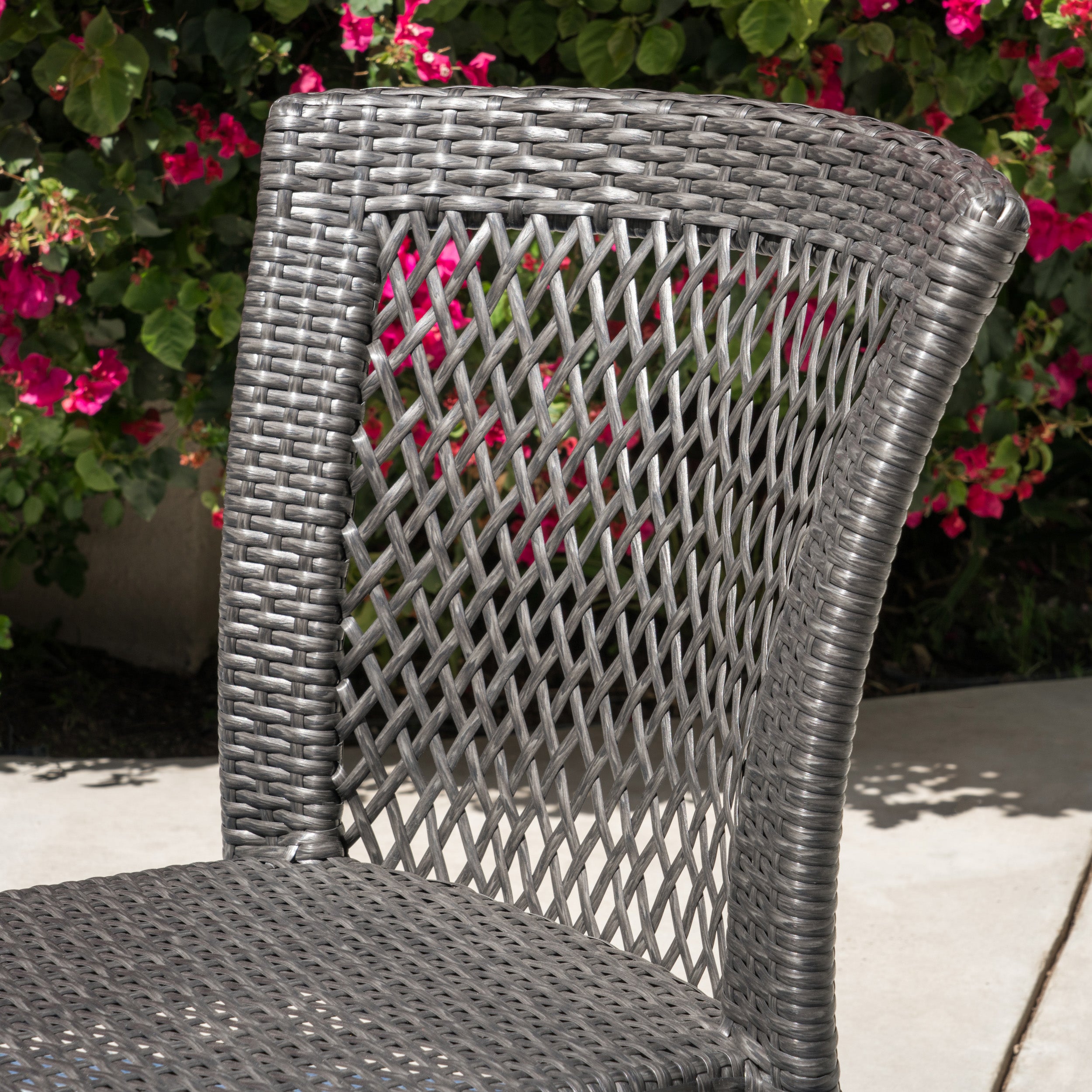 Hogan Outdoor 3 Piece Wicker Chat Set, Grey