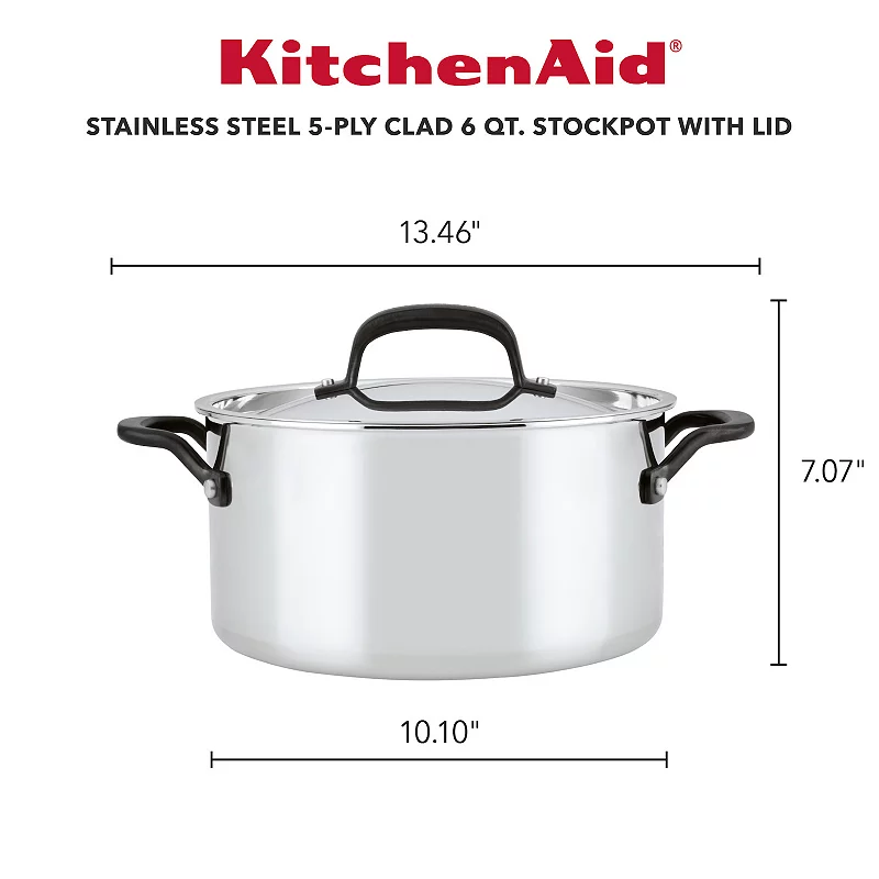 KitchenAid 5-Ply Clad Stainless Steel 6-qt. Stockpot with Lid