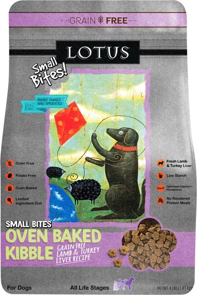 Lotus Oven-Baked Small Bites Grain-Free Lamb and Turkey Liver Dry Dog Food