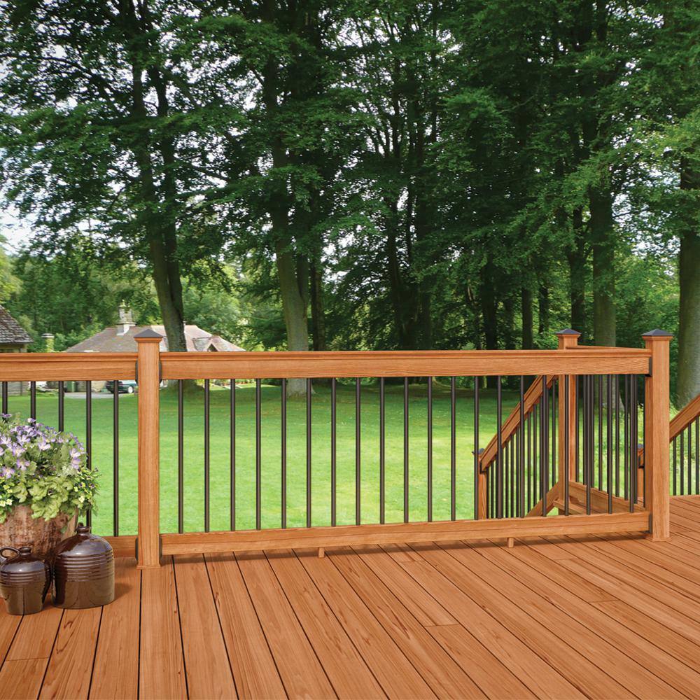 ProWood Western Red Cedar Stair 6 ft. Railing Kit with Black Aluminum Balusters 198975