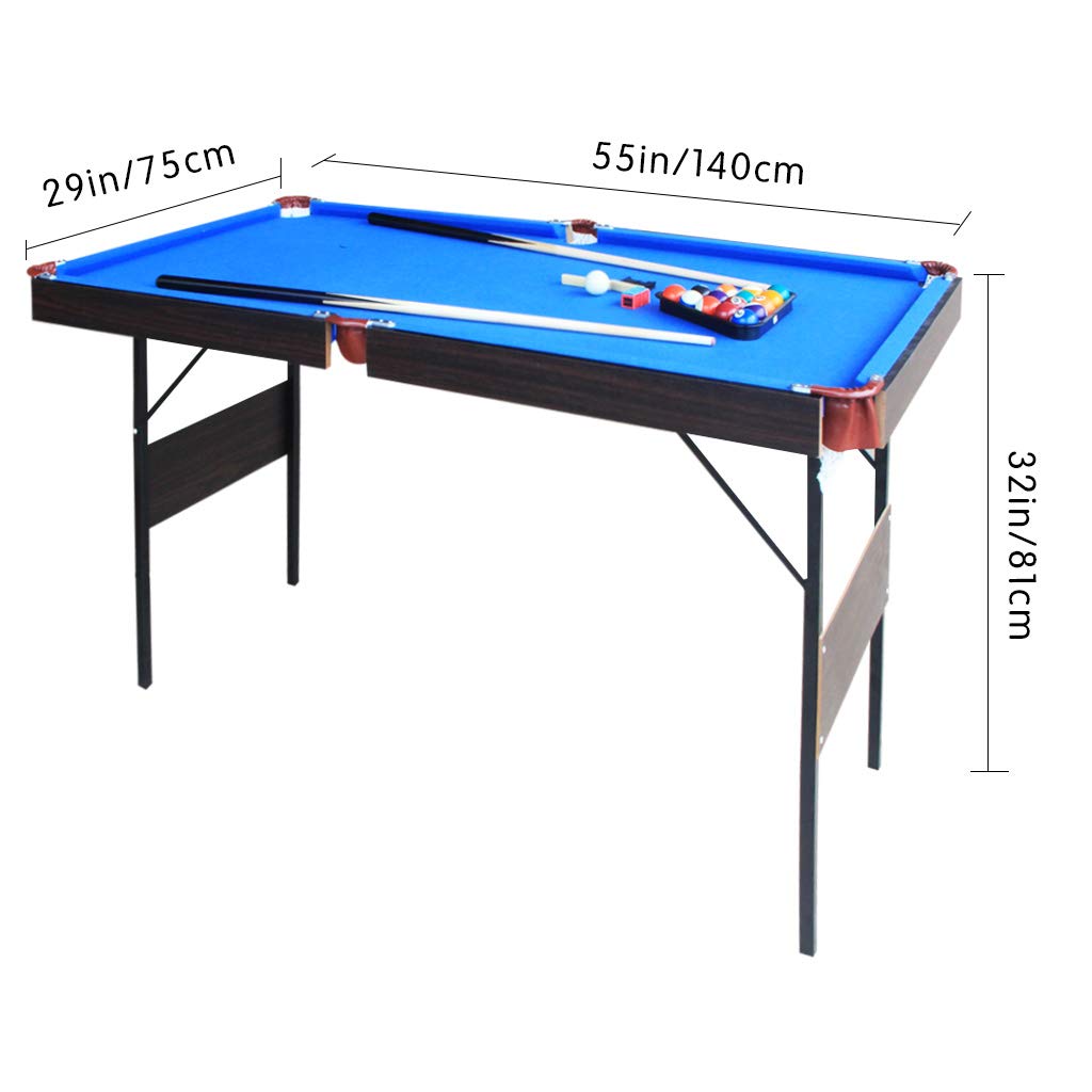 Blublu Park 55 Inch Folding Pool Table for Adults and Kids Steady Modern Space Saving Billiard Table, Blue