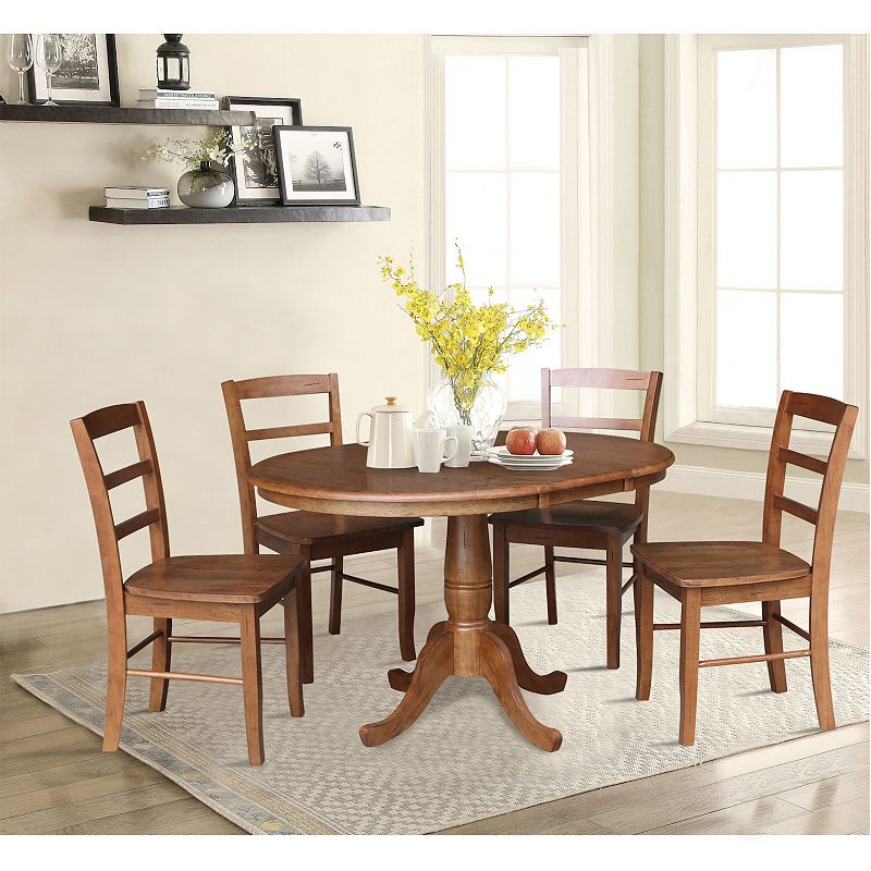 International Concepts Leaf Round Dining Table and Chair 5-piece Set