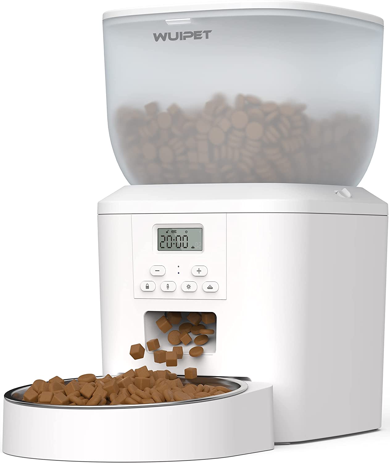 Automatic Cat Feeders， Anti-Clogging Design Pet Dry Food Dispenser with Voice Recorder， Timed Cat Feeder with Desiccant Bag， Programmable Timer Pet Feeder - Up to 20 Portions 6 Meals Per Day