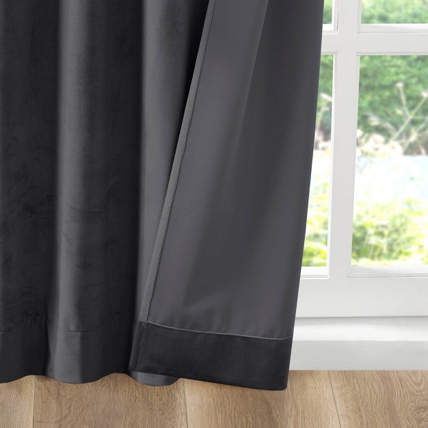 Set Of 2 Bryce Poly Velvet Room Darkening Curtain Panels