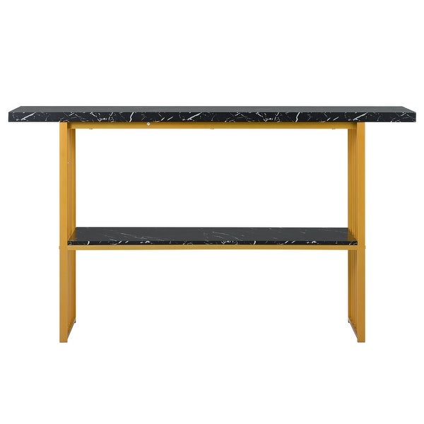 Console Table with 2 Shelves， Extra Long Entryway Table with Metal Frame