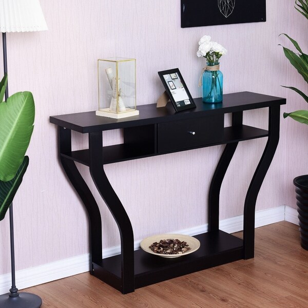 Costway Black Accent Console Table Modern Sofa Entryway Hallway Hall