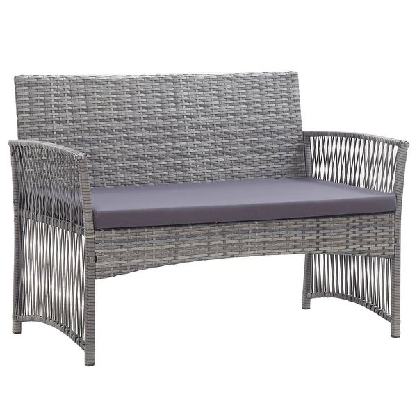 4 Piece Garden Lounge Set with Cushion Poly Rattan Anthracite - Overstock - 35107494