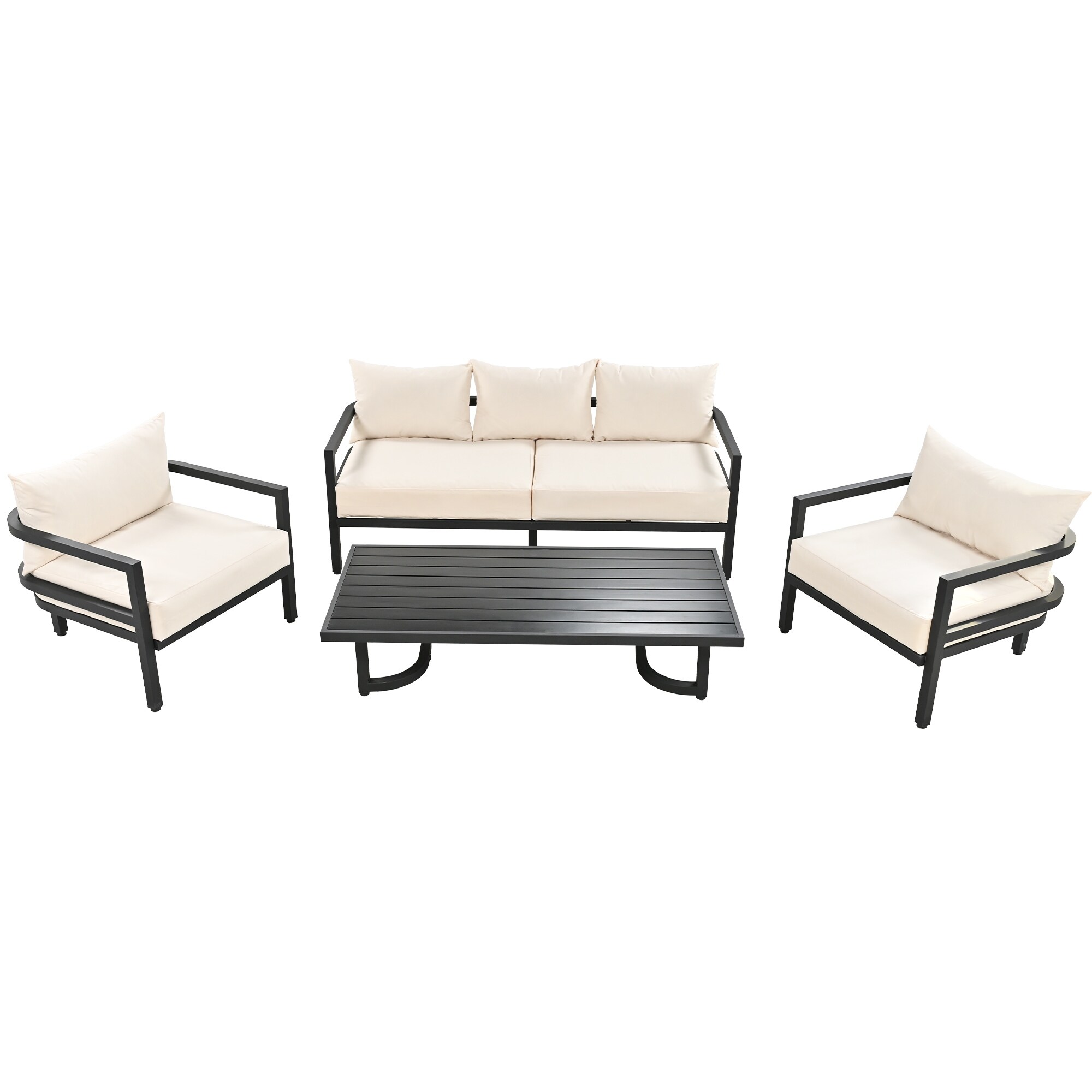 4-Pieces Outdoor Steel Sofa Set for 4， Waterproof， Anti-rust and Anti-uv - Overstock - 37583310