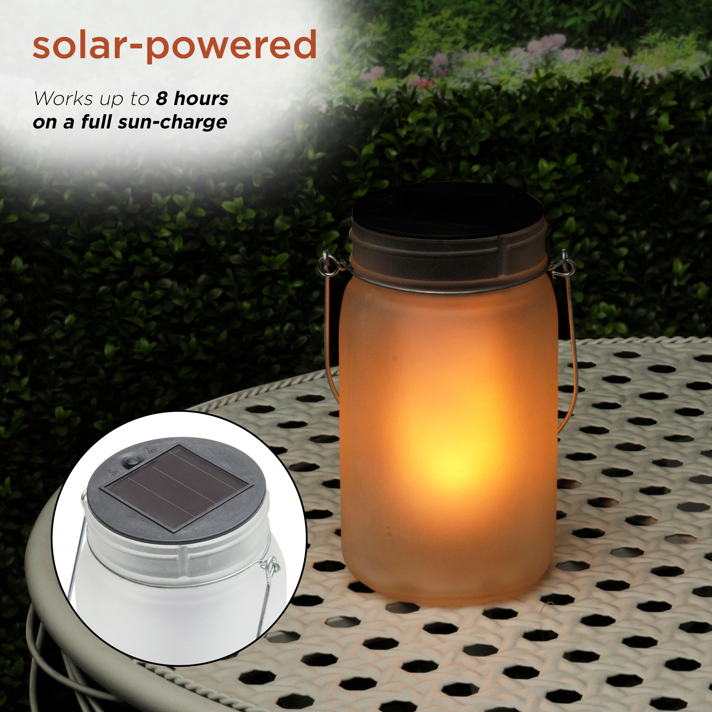 Alpine Corporation Outdoor Solar Powered Pathway Lantern Flickering LED Light Jars (Set of 2)