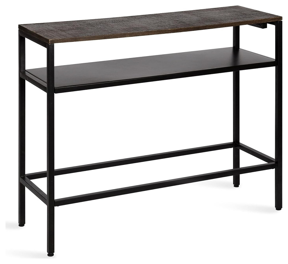 Farmhouse Console Table  Metal Frame With Middle Shelf  ampRustic Mango Wood Top   Industrial   Console Tables   by Decor Love  Houzz