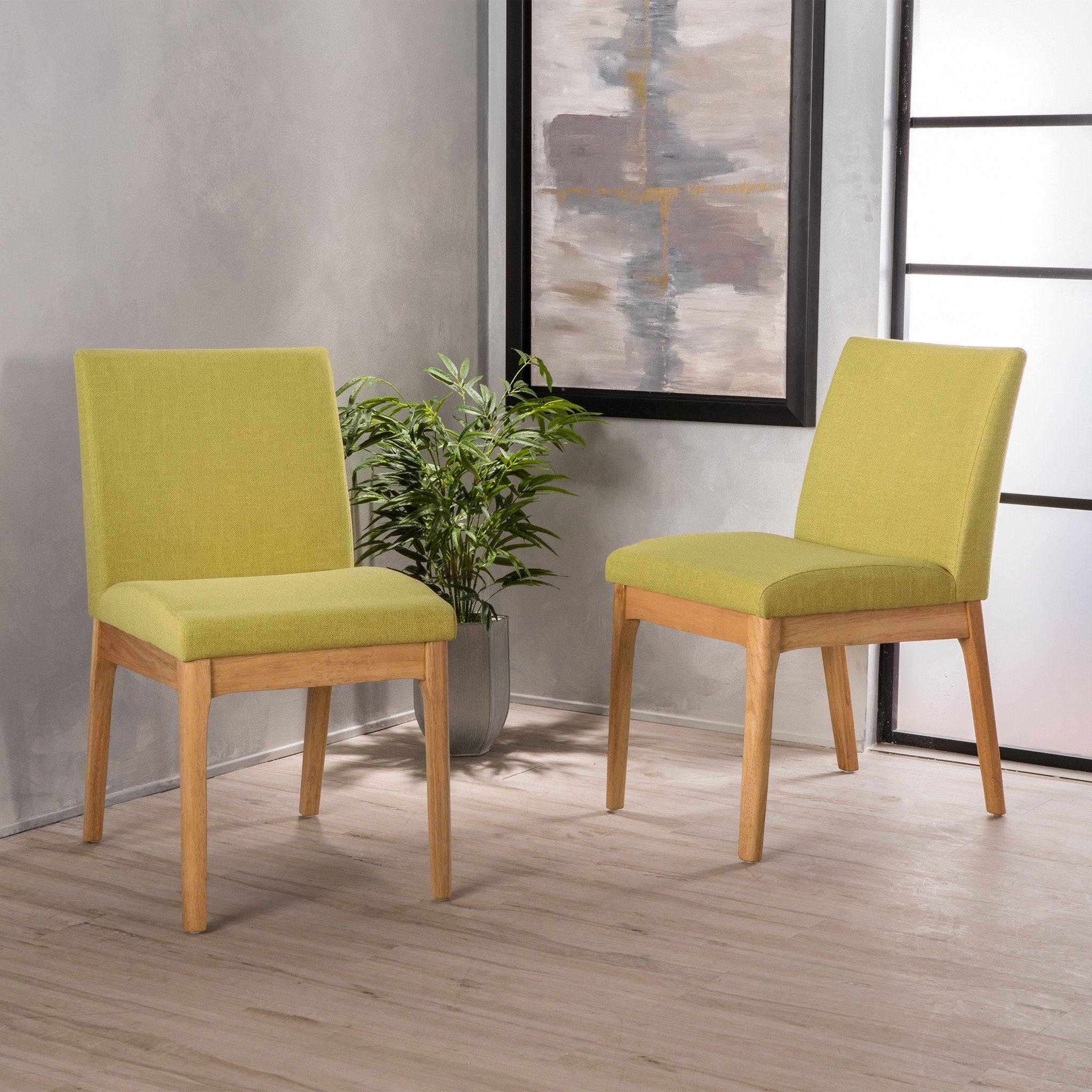 Leona Fabric & Wood Finish Dining Chair (Set of 2)