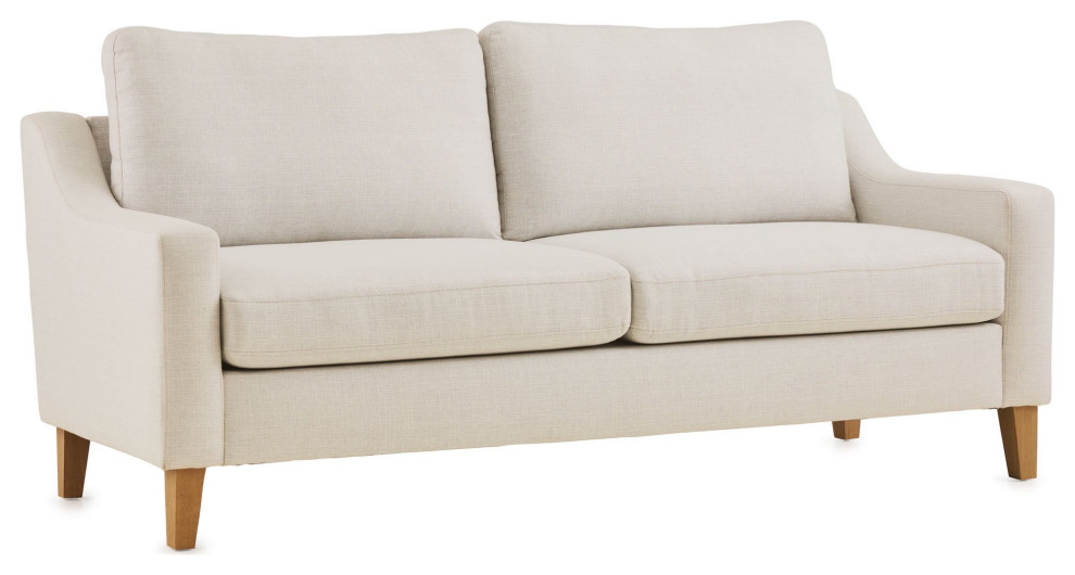 Retro Modern Sofa  Natural Oak Legs With Padded Seat  ampSloped Arms   Transitional   Sofas   by Decorn  Houzz