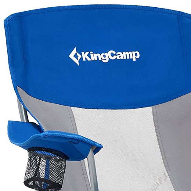 Kingcamp Mesh Oversized Outdoor Folding Lounge Chair With Cupholder And Carry Bag For Camping Sporting Events Or Tailgating Blue grey