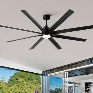 YUHAO 72 in. Integrated LED Indoor Black Windmill Ceiling Fan with DC Motor Remote Control YH1109BK72